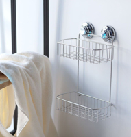 Shower Caddy, Hasko®, Super Suction System, 2 – Tier, Premium Stainless,  Rust Proof, 16 x 9 x 4.9, 1 / Ea